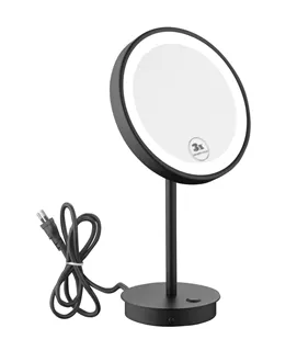 Miroir cosmétique LED Maia noir, avec cable