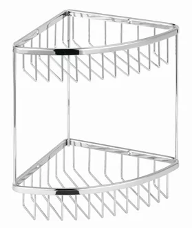 Corner shelf with 2 shelves chrome-plated brass