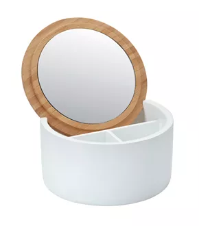 Schmuckdose mit Spiegel weiss / Holz