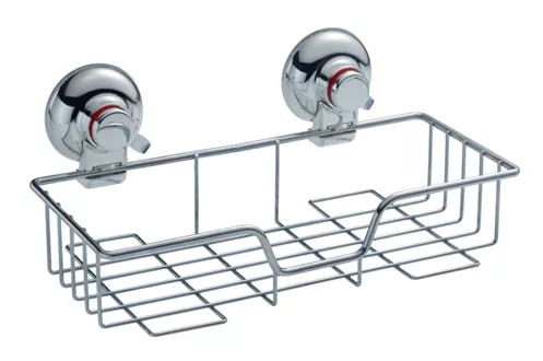 wire basket rectangualr chromed with suction cup
