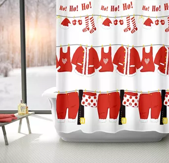 Rideau de douche textile XMAS Santa's Laundry