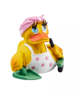 Rubber duck cleaning woman yellow