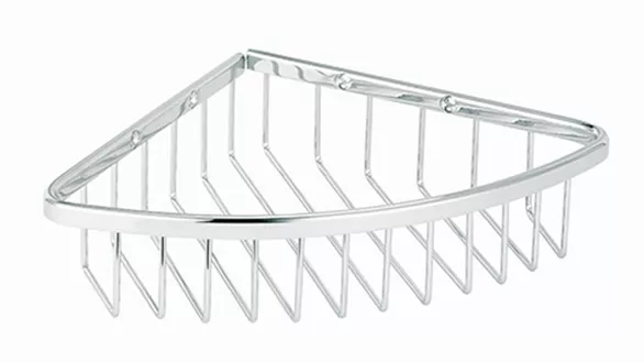 Wire soap dish triangular chromed