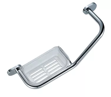 Angle bath handle with dish left / brass chromed