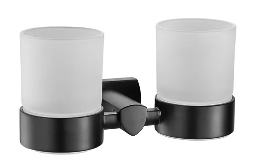 Porte-verre double Biasca noir mat