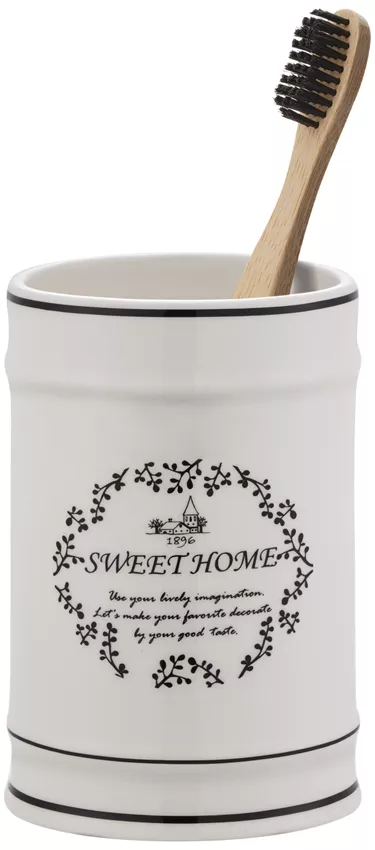 Mundspülbecher Sweet Home weiss Zahnbürste