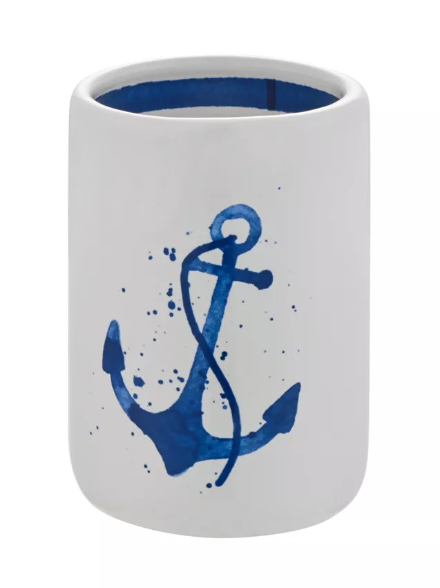 Mundspülbecher Marina weiss blau