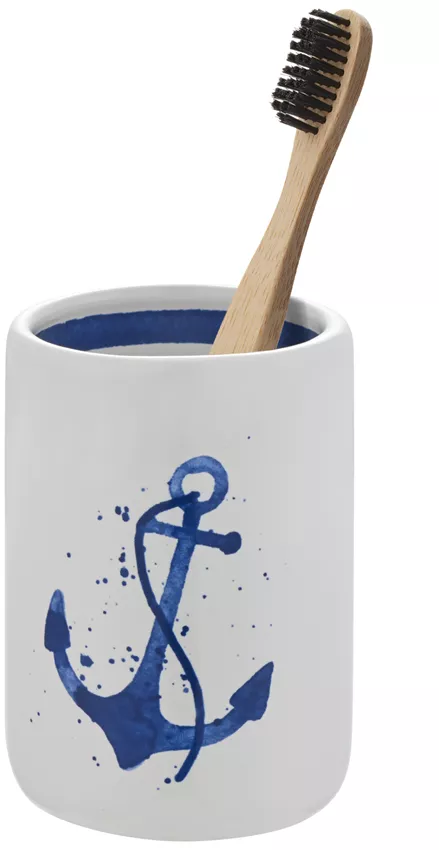 Mundspülbecher Marina weiss blau zum Stellen